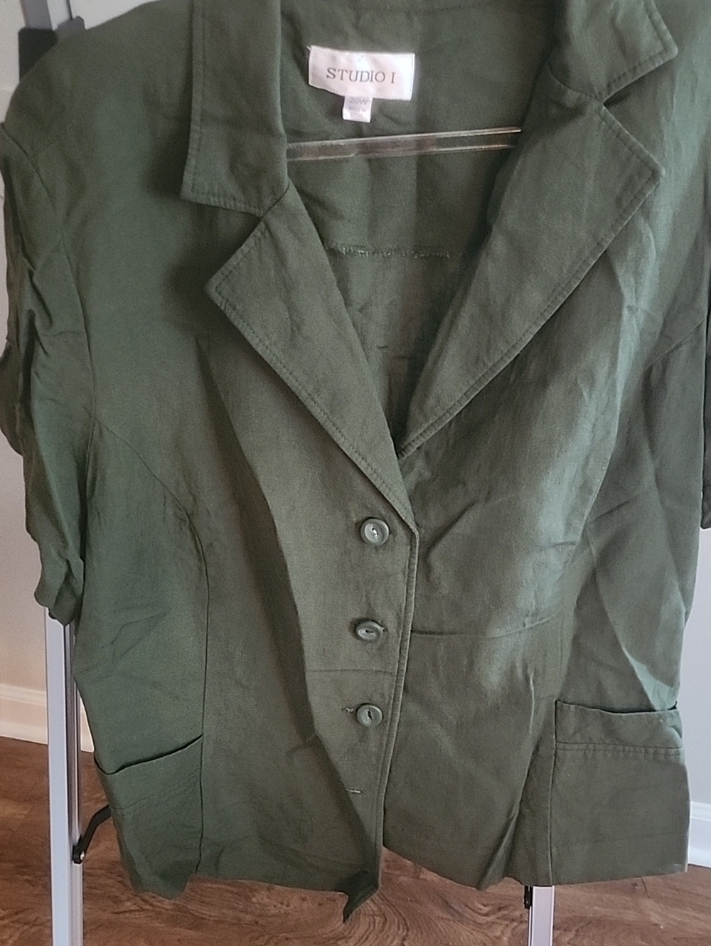 Studio I Olive Short Sleeve Button Blazer